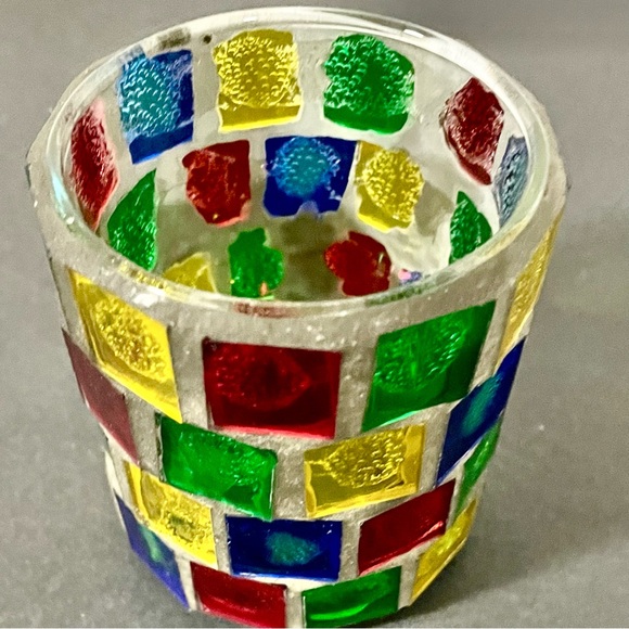 Vintage Stained Glass Candle Votive Holder Marked KIG China Jiali Christmas - Picture 2 of 8